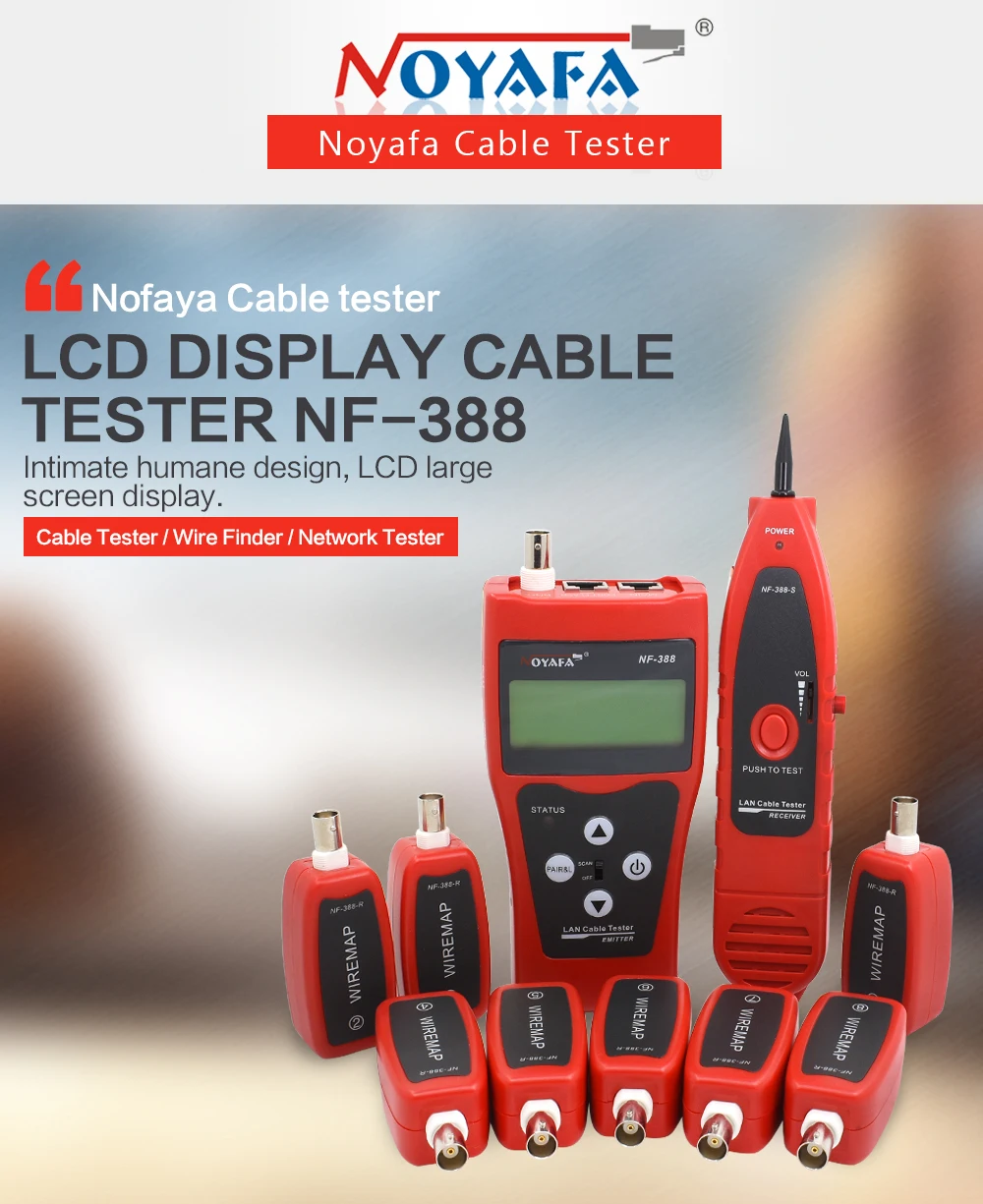 NOYAFA NF-388 монитор сети Ethernet Finder кабель локатора провода тестер трекер Tracer ЖК RJ45 RJ11 с байонетным коаксиальным разъемом USB телефон ящик для инструментов