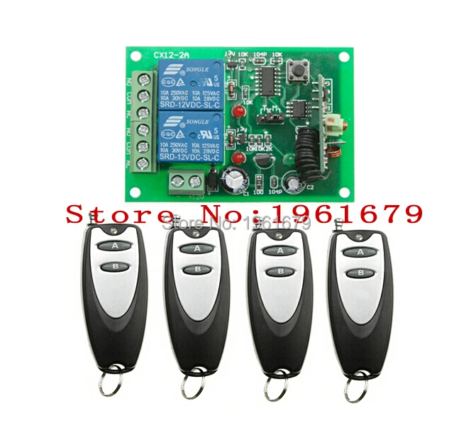 DC 12V 10A 2 CH RF беспроводной пульт дистанционного управления 1 приемник + 4