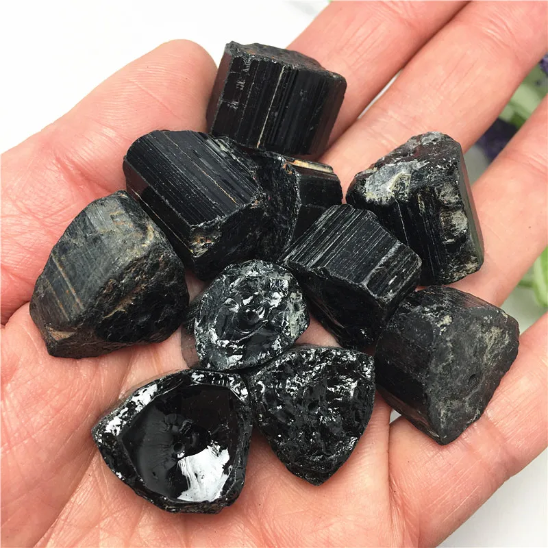 Натуральный черный турмалиновый камень с отверстием 10 шт. браслет