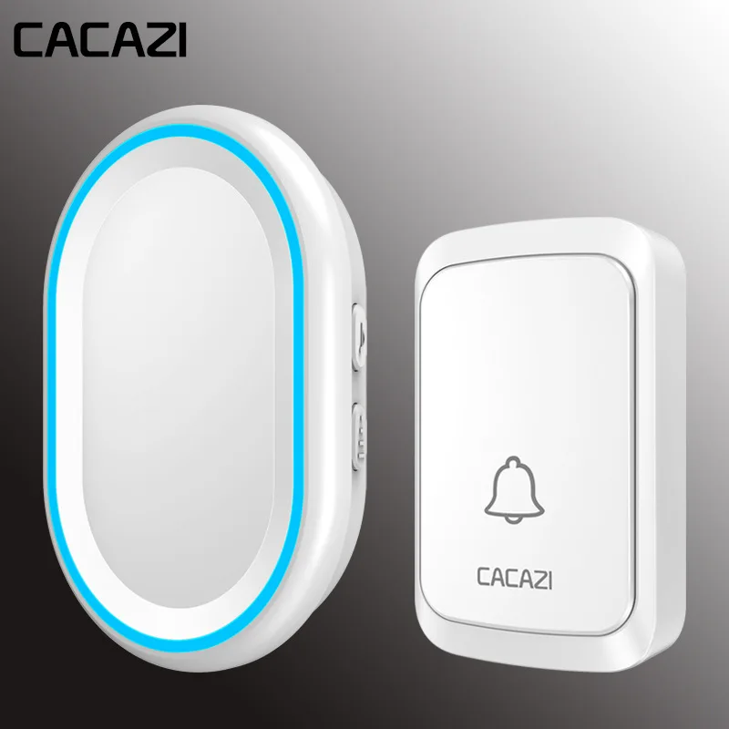 CACAZI Беспроводной дверной звонок интеллигентая(ый) дверной звонок светодиодный Ночной светильник 300 метрового дистанционного Водонепроницаемый Батарея дома вызова 58 Ловец снов 300 м Диапазон - Цвет: white 1x1