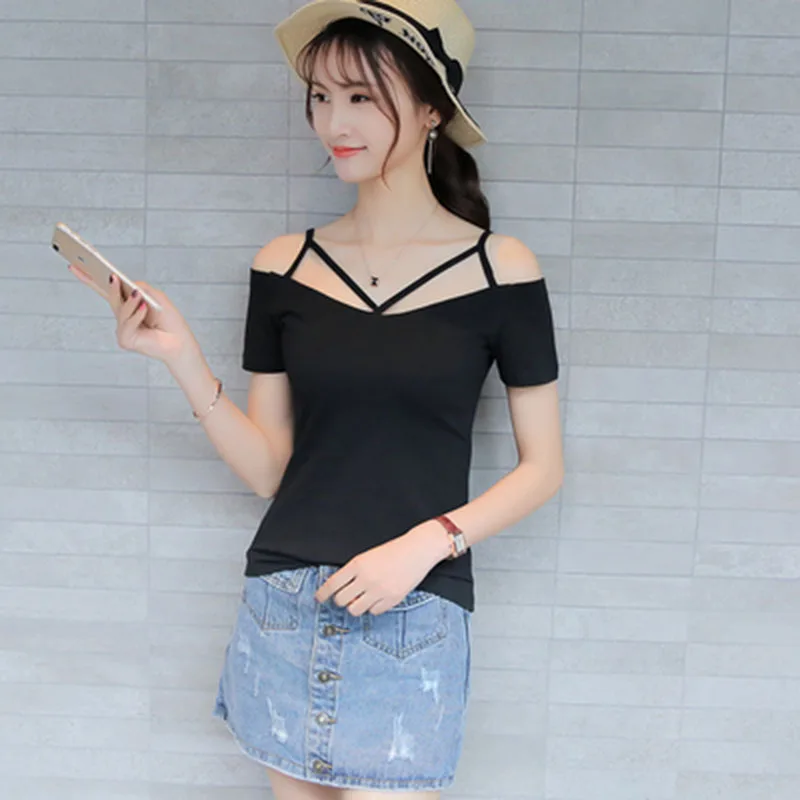 Женская футболка с открытыми плечами летняя повседневная вырезом лодочкой