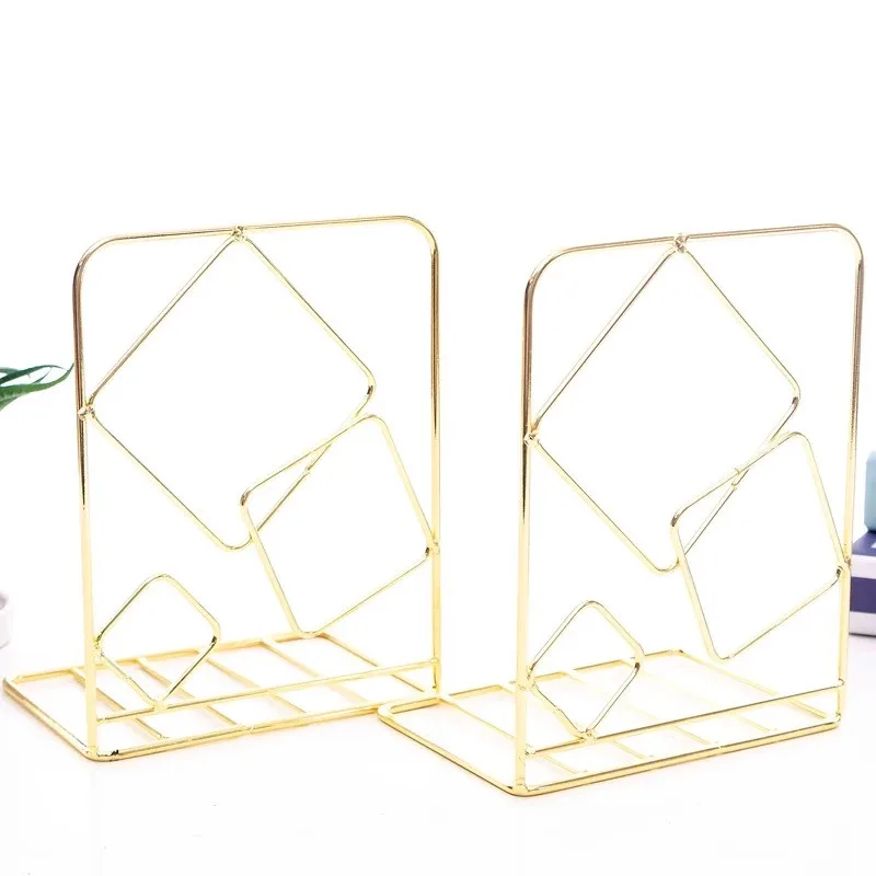 Square golden 2 шт./пара цветочные горшки для цветов Фламинго Love Панч металлической перфорации формы частей(по обеим сторонам), подставка для канцелярских принадлежностей стойка-держатель для хранения железа Поддержка держатель для книг - Цвет: Square golden