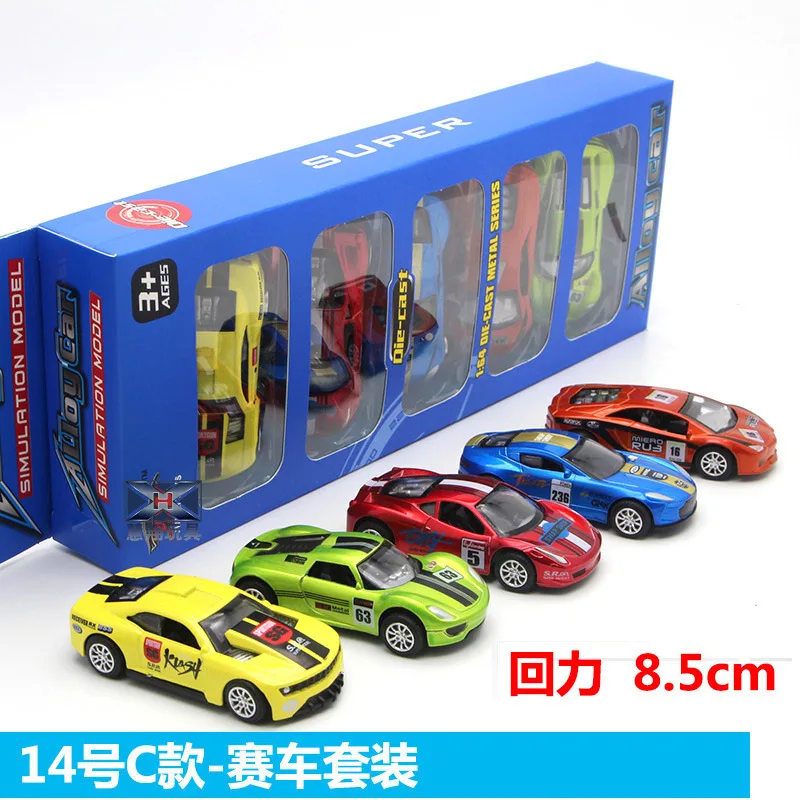 JW-14B Pull back 5 шт. 1: 64 детские игрушки модели спортивных автомобилей мини Карманный Автомобиль костюм авто полицейский гоночный автомобиль металлическая модель автомобиля Детские подарки для детей - Цвет: JW-14B Pull back