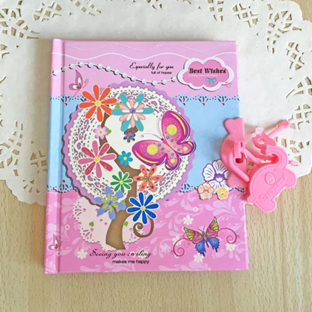 Can Lock Students Copybook Diary Book Children Gift Journal Cartoon Butterfly Pattern Mini Password Notebook Random Color | Канцтовары