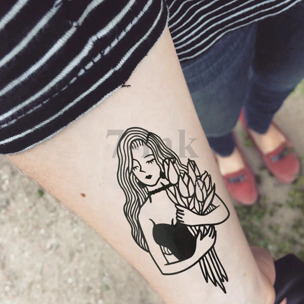 Старая школа сексуальная девушка Тюльпан Alice tatoo водостойкая временная