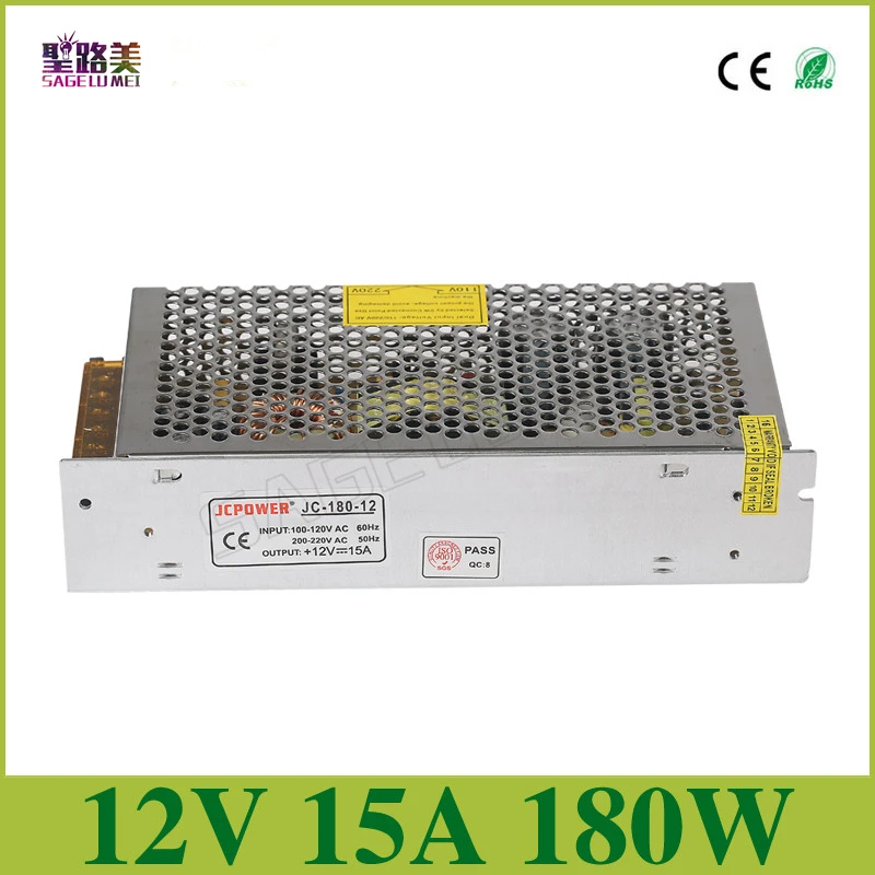 Высокое качество 1 шт. DC 12V 15A 180W led Регулируемый импульсный источник питания AC110V 240V