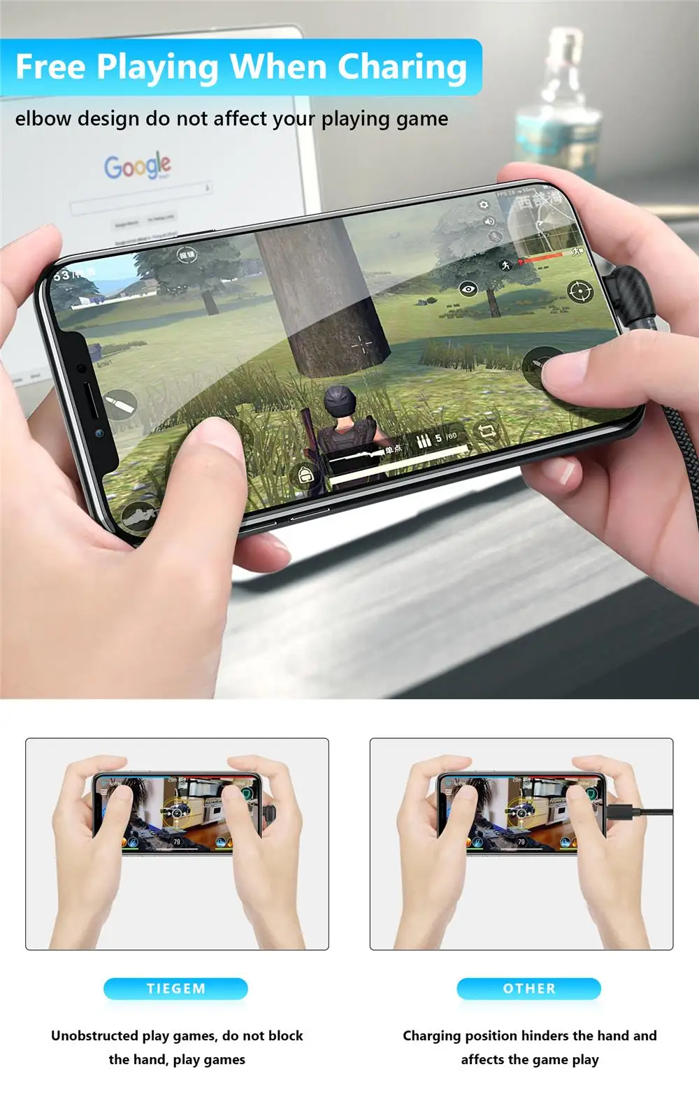 TIEGEM type C кабель 2A Быстрая зарядка 90 градусов USB C кабель для Xiaomi 6 8 samsung S8 S9 Plus Note 8 9 для huawei P9 P10 P20