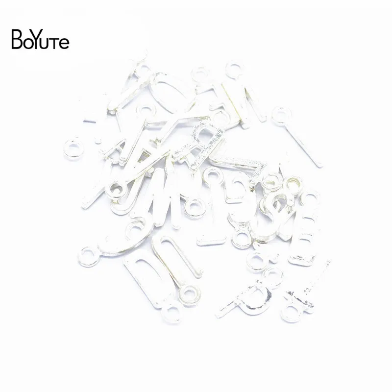 Silver Plated BoYuTe(26 шт./компл.) 15*10 мм Металлические Буквы Алфавита Подвески для самостоятельного изготовления ювелирных изделий ручной работы, аксессуары - Окраска металла: Silver Plated