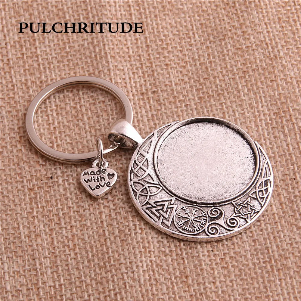 Pulchrode 5 шт./лот металлический брелок луна Круглый Кабошон Установка DIY старинные брелки для ключей ручной работы для изготовления ювелирных изделий C1710