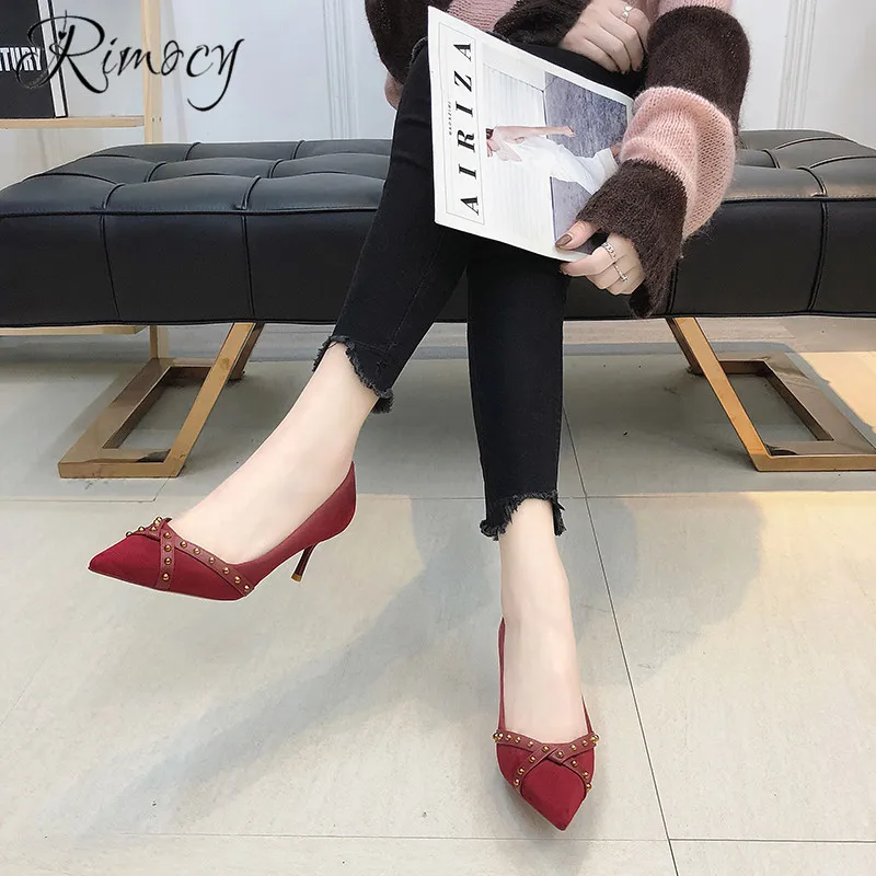 Rimocy/туфли-лодочки на тонком каблуке с острым носком модель 2019 года сезон