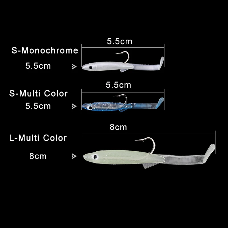 GLUREE 3 шт./лот 5 см 8 рыболовный крючок для рыбной ловли Eel Мягкая приманка с крюком