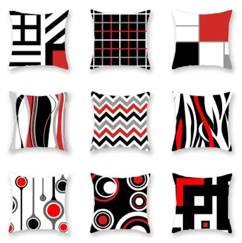 Красные Геометрические линии наволочка для подушки домашний декор диванная