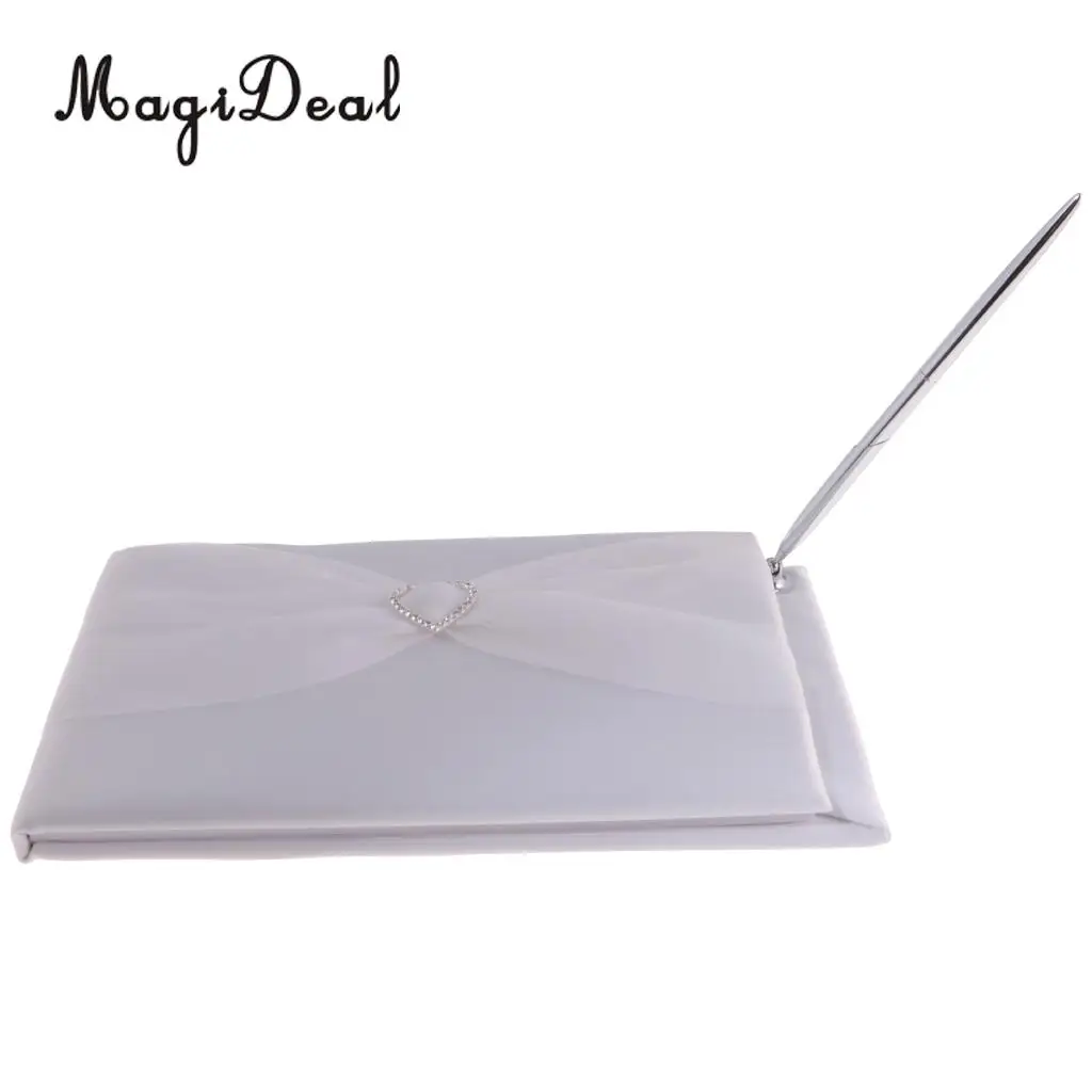 

Elegant Wedding Guest Book and Pen Set with Tulle Crystal Decor Party Supplies