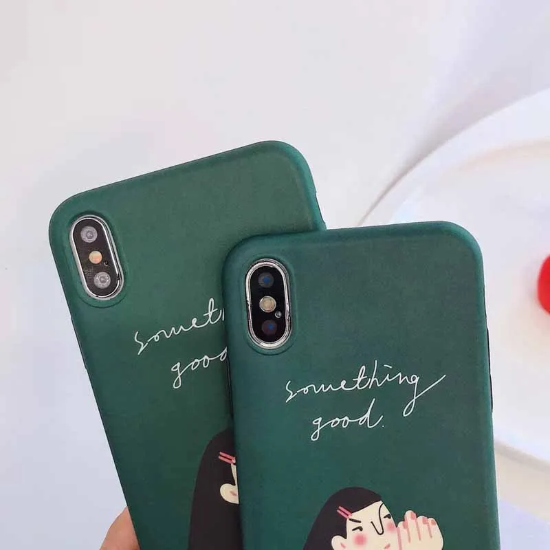 JIBAN Korean Style Art Cartoon Phone Case for Iphone Xs Max XR X 6s 6 Plus 7 8plus Soft IMD Back Cover Capa |