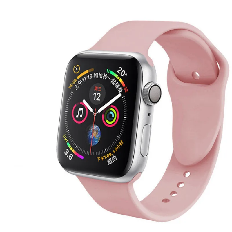 20 цветов, спортивная мягкая силиконовая лента для Apple Watch, 38 мм, 42 мм, 40 мм, 44 мм, браслет, сменный ремешок для IWatch, серия 1, 2, 3, 4