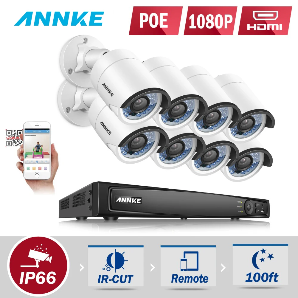ANNKE HD 6MP 8CH POE NVR 8 шт. супер 2MP IP камера сеть наружного инфракрасного ночного видения