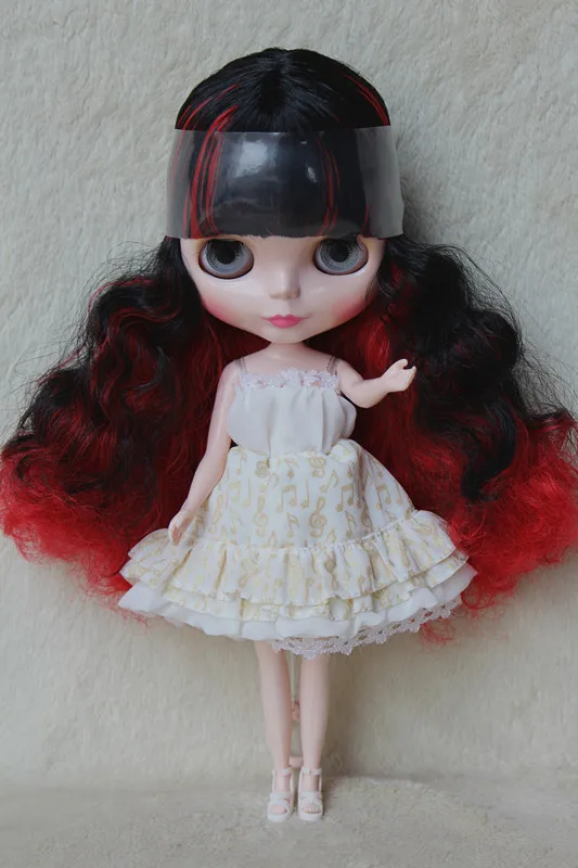 Кукла Blygirl Blyth с красной и черной челкой волосы Обнаженная кукла обычное тело 7