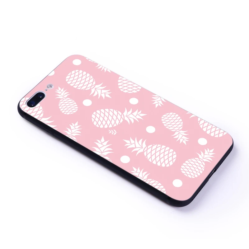 Lemooc Super Cute Phone Case for iPhone 7 8 Plus Soft TPU+PC Pink Color Pineapple Cases X |