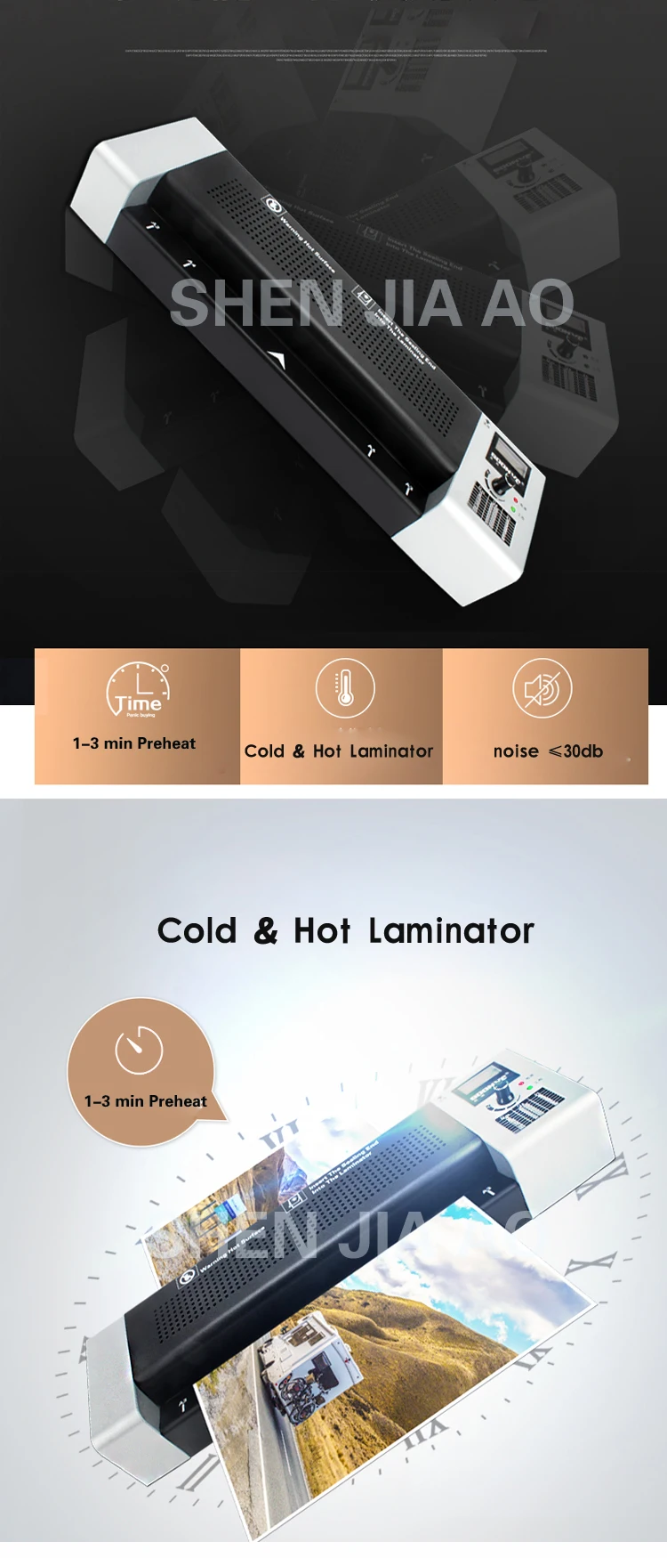 Холодный и Горячий ламинатор A3/A4 бумага аппарат для ламинирования фото ламинатор документов подходит для домашнего офиса 1000 w