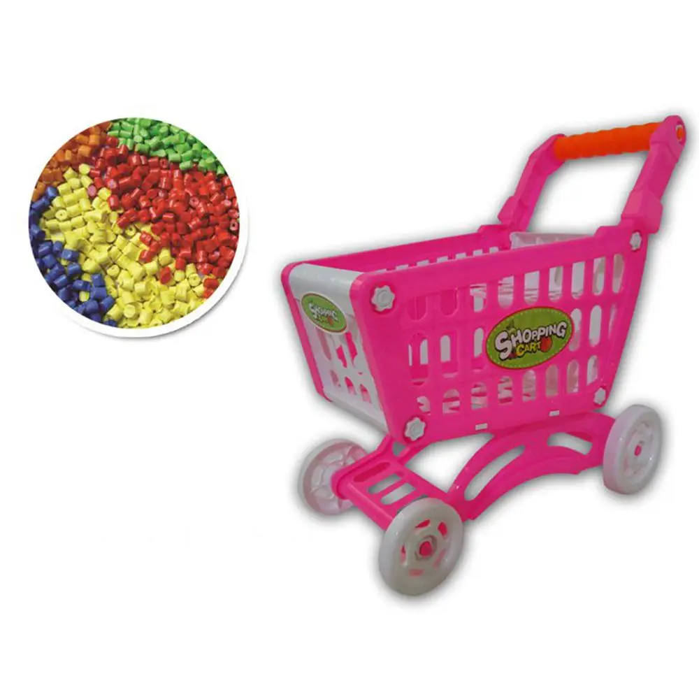 Детская пластиковая мини корзина для супермаркета с полным комплектом продуктов