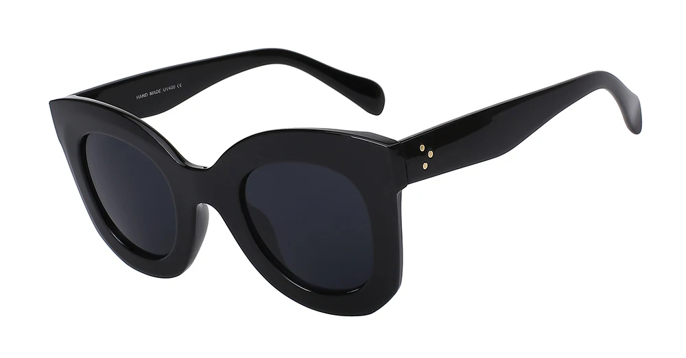 Black w black lens Горячая Распродажа, модные женские солнцезащитные очки с заклепками и большой оправой, женские роскошные брендовые дизайнерские Винтажные Солнцезащитные Очки - Цвет линз: Black w black lens