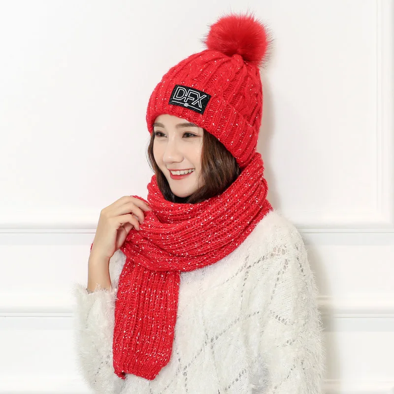 Зимняя шапка шарф теплый комплект трикотажа с письмо hat|hat scarf set|scarf sethat |