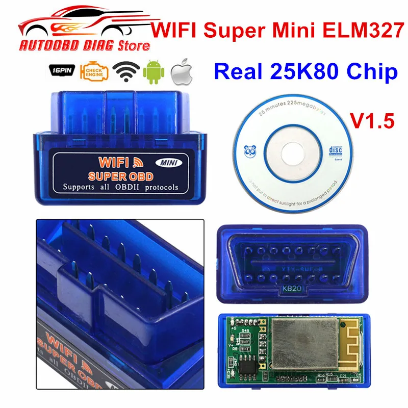 Супер мини сканер ELM327 OBD2 с Wi Fi работает дизельными автомобилями ELM 327 реальным