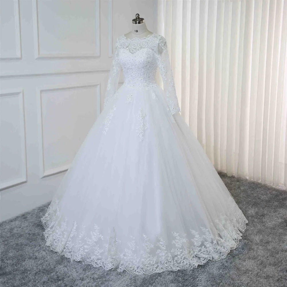 Robe de mariage 2019 бальное платье с длинными рукавами свадебные платья кружевные