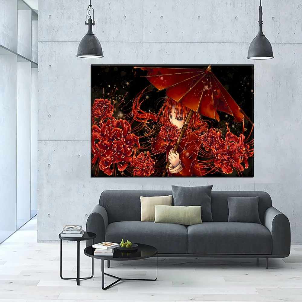 HD печати Тип Холст Картина 5 шт. Wall Art аниме гинтама-зонт девочкой и цветами плакат