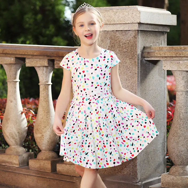 Beenira Girls Dresses 2019 New European And American Style Children Colorful Dots Princess Dress Design For 4-14Y Summer | Детская