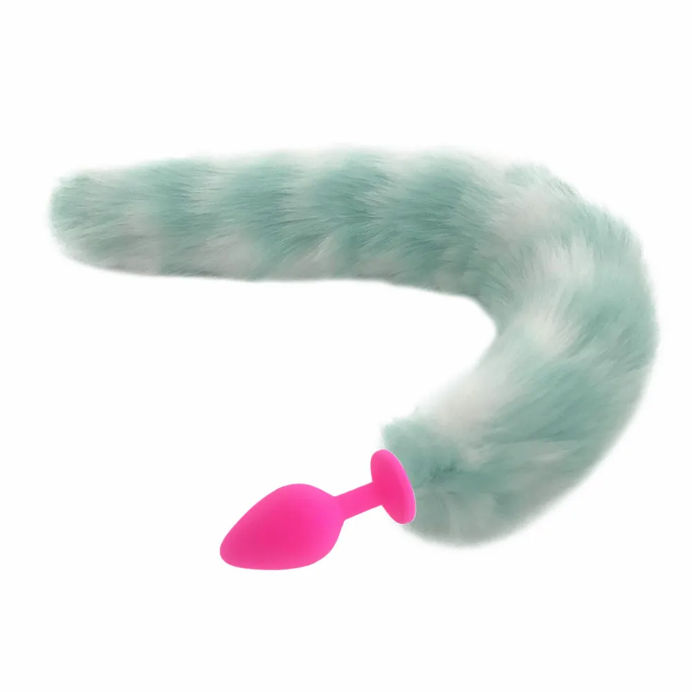 Силиконовая Анальная пробка с гладким мехом и лисьим хвостом для косплея