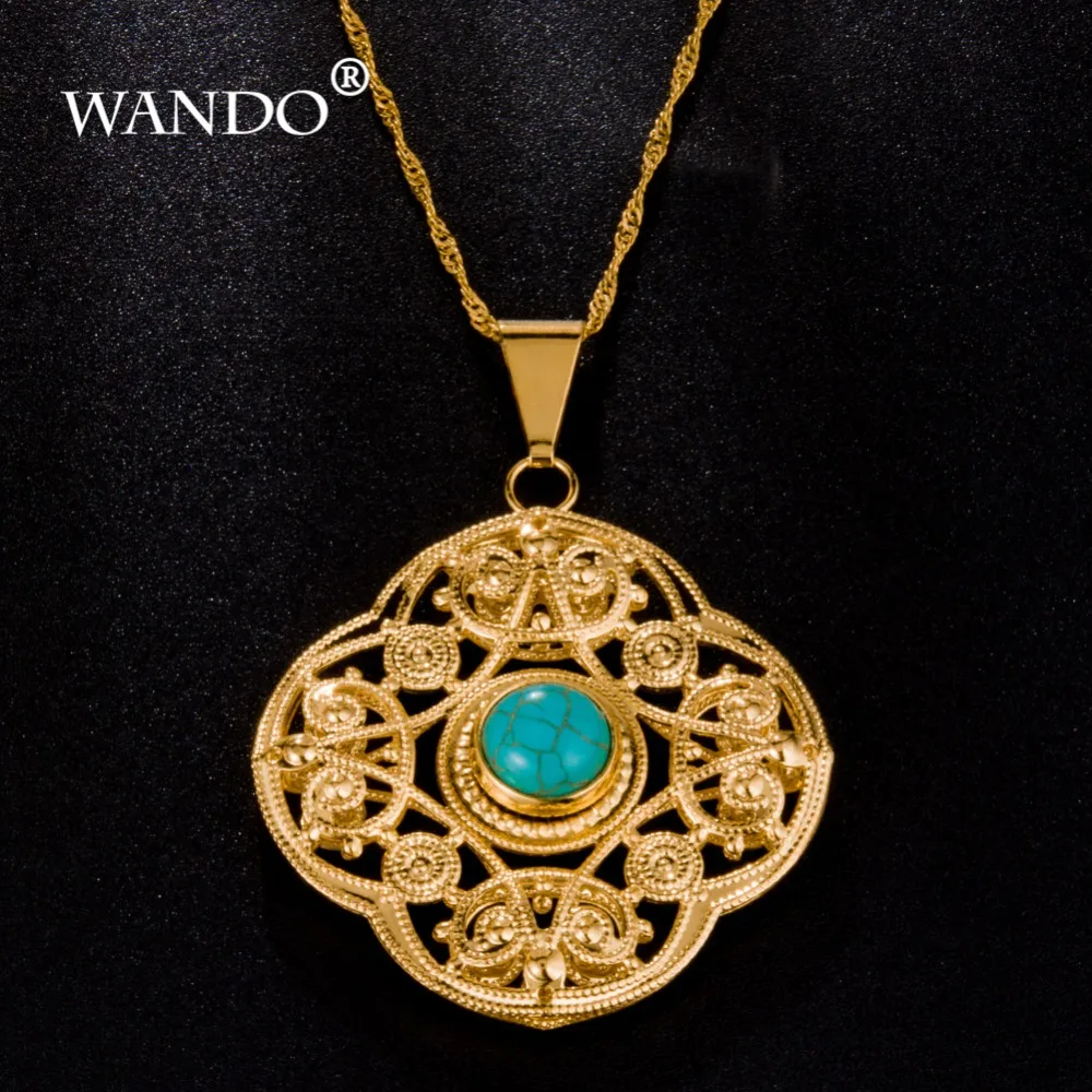 Кулоны WANDO из индейки с синими камнями подвеска золотого цвета и ожерелье модные