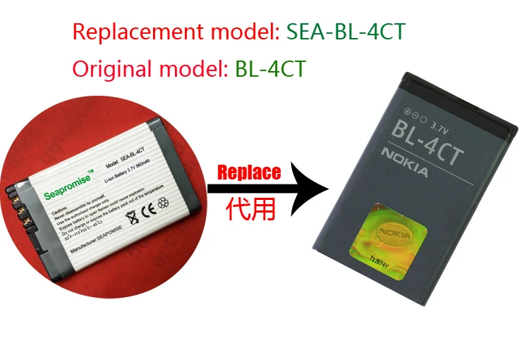 SEAPROMISE оптовая продажа 5 шт партия Мобильный телефон батарея BL-4CT BL 4CT BL4CT для Nokia X3