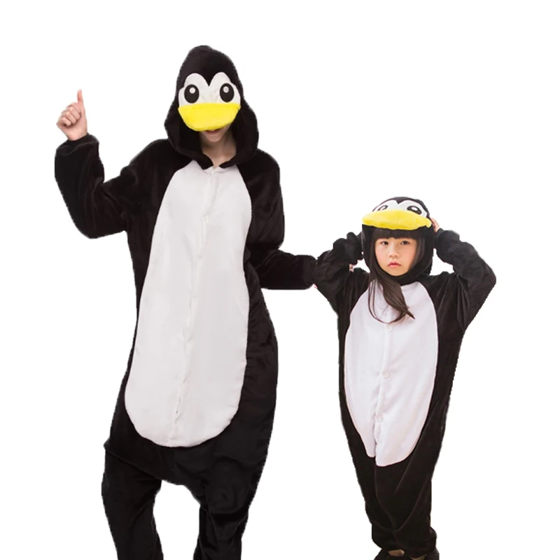Для женщин Детская Kigurumi Пижама-комбинезон в виде животных, комплекты, одежда для сна с рисунком персонажей из мультфильмов» и «Единорог», зимние, для взрослых, подарок для ребенка, Фланелевая пижама с капюшоном - Цвет: Penguin