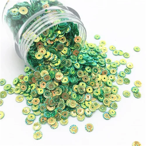 Green gold 4 мм круглые колеса цветок Золотое покрытие свободные блестки ПВХ DIY раззноцветные часы ремесло для одежды аксессуары конфетти Spangles 10g - Цвет: Green gold
