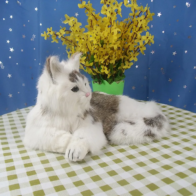 Реалистичные лежачие коты большого размера модели Детские Плюшевые игрушки