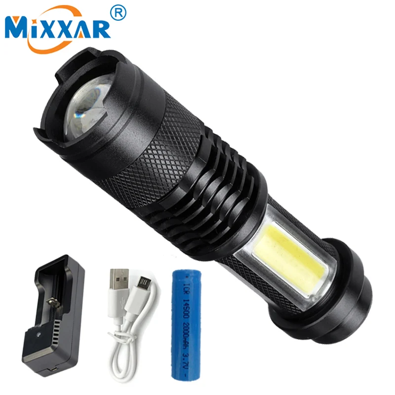 Дропшиппинг C 4000LM Q5 + COB мини пальчиковые Водонепроницаемый светодиодный фонарик