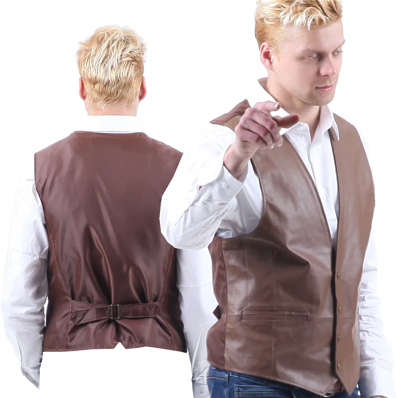 Жилет кожаный мужской натуральный ретро классический мотоцикл защита от ветра