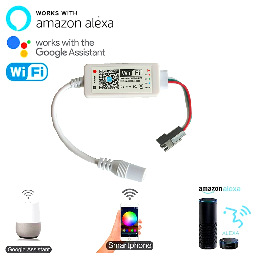 5V 12V WS2811 WS2812B полный Цвет пикселей Светодиодные ленты Wi Fi Управление Алекс умный