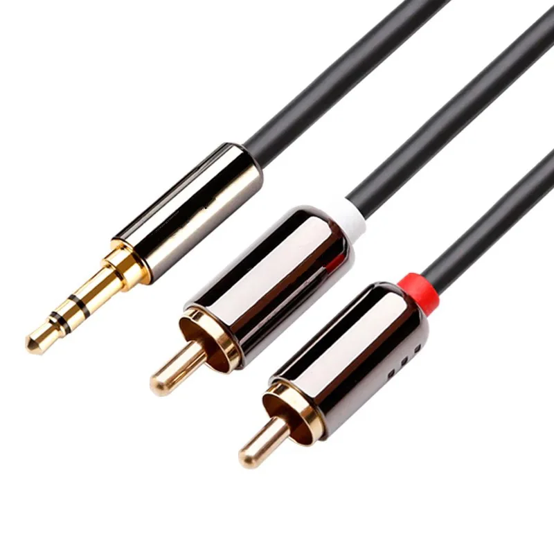 Позолоченный 3 5 мм Aux папа к 2RCA мужской аудио вспомогательный стерео Y сплиттер