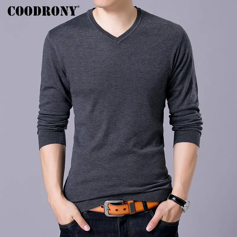 COODRONY Brand Sweater Men Knitwear Pull Homme Streetwear Classic Casual V-Neck Pullover Men Autumn Winter Woolen Sweaters 91054