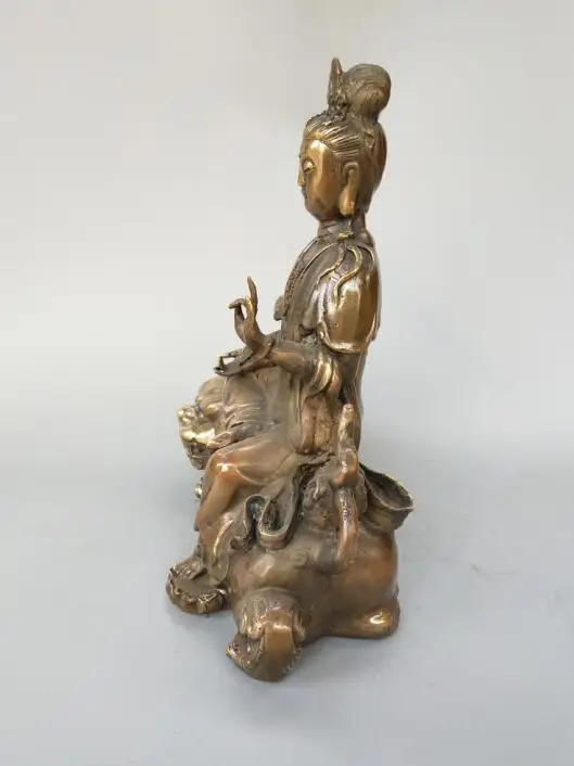 Китайская орхаизная латунь Samantabhadra статуя Будды Бодхисаттва|Статуи и скульптуры|