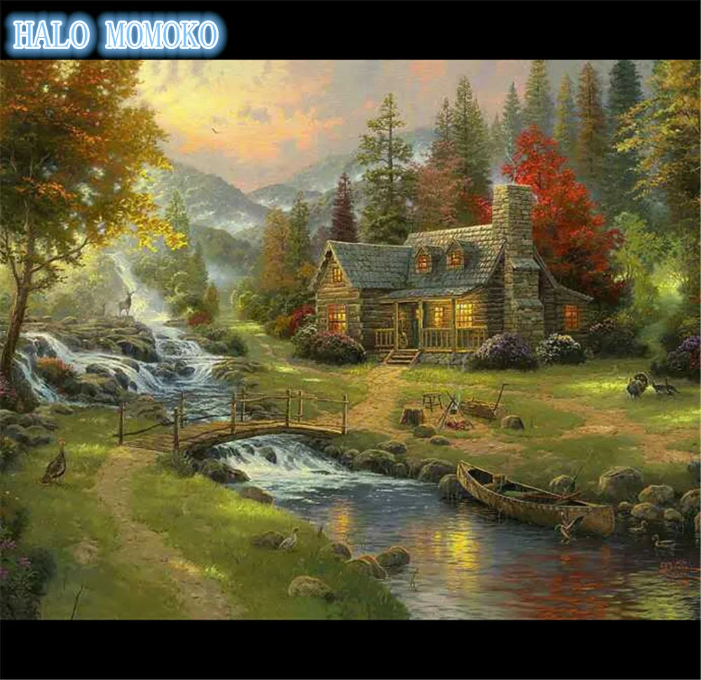 Бриллиантовая Вышивка Дерево и дом Алмазная мозаика 3d картина рукоделие поделки