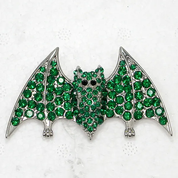

Green Rhinestone Bat Pin brooches C958 M