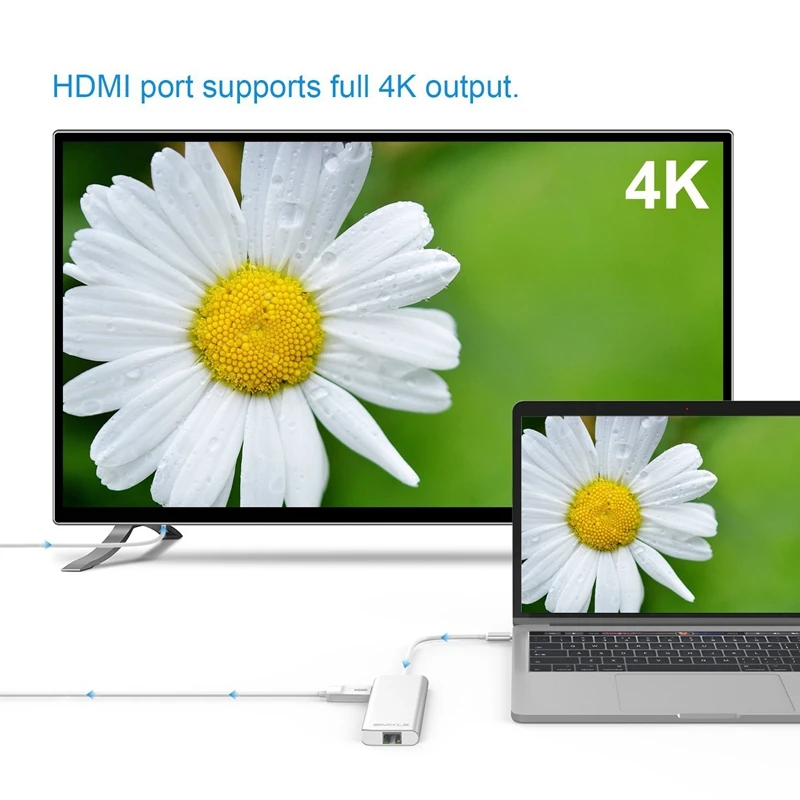 Amkle HDMI адаптер RJ45 Gigabit Ethernet USB C концентратор к type c с картой чтения USB3.0 PD Зарядка для