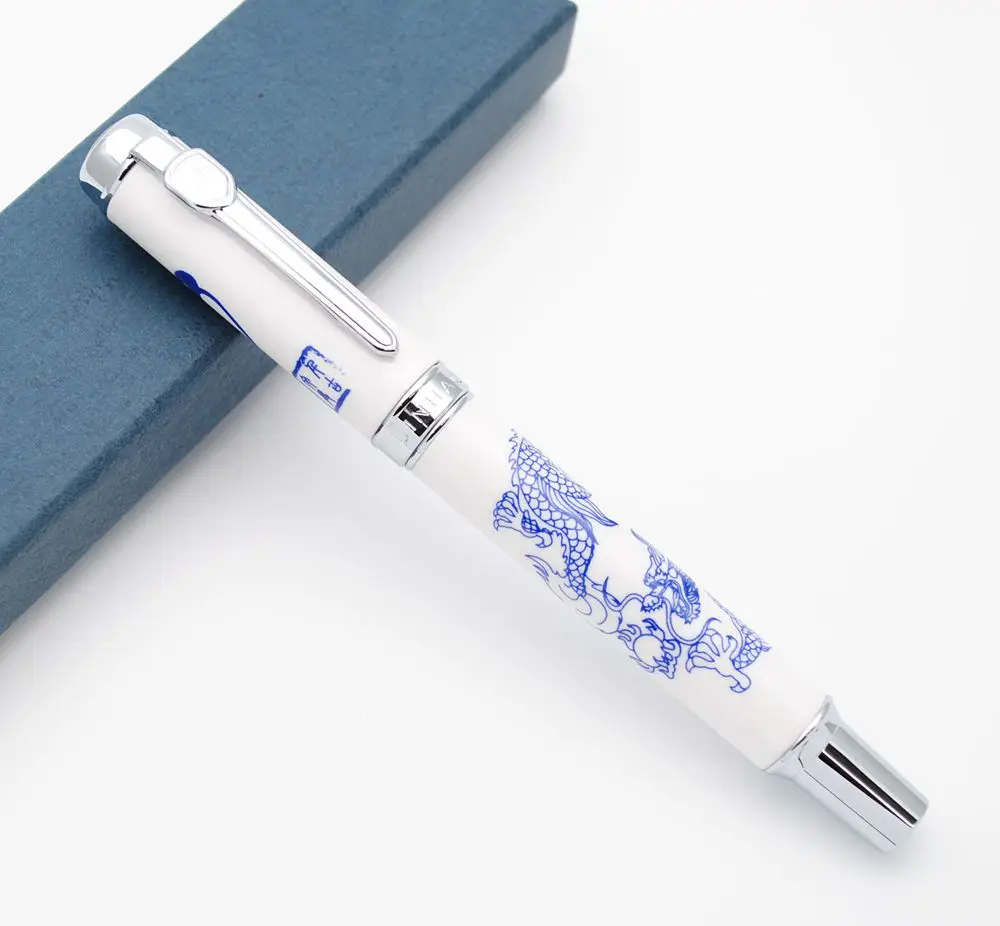 JINHAO 950 Роскошная перьевая ручка сине белая фарфоровая чернильная перо|Перьевые