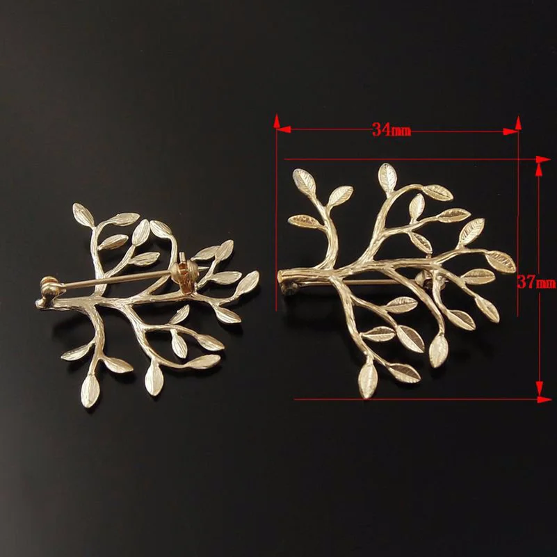 Модная Рождественская Праздничная Брошь Золотой тон ветка в форме листьев