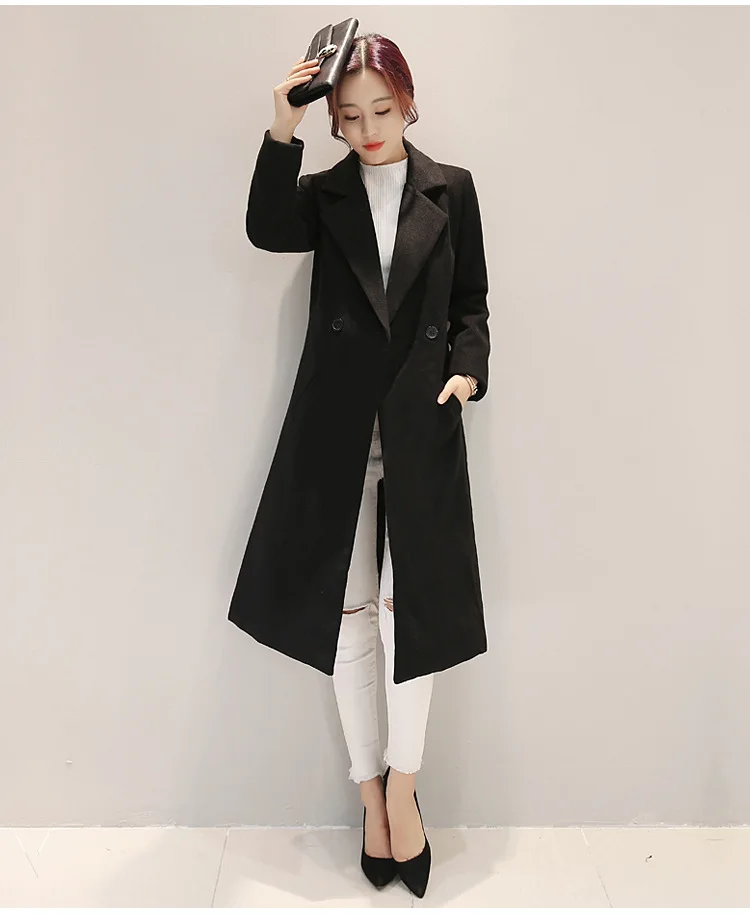 2017 новое корейское Красное длинное пальто выше колена Женская хлопковая