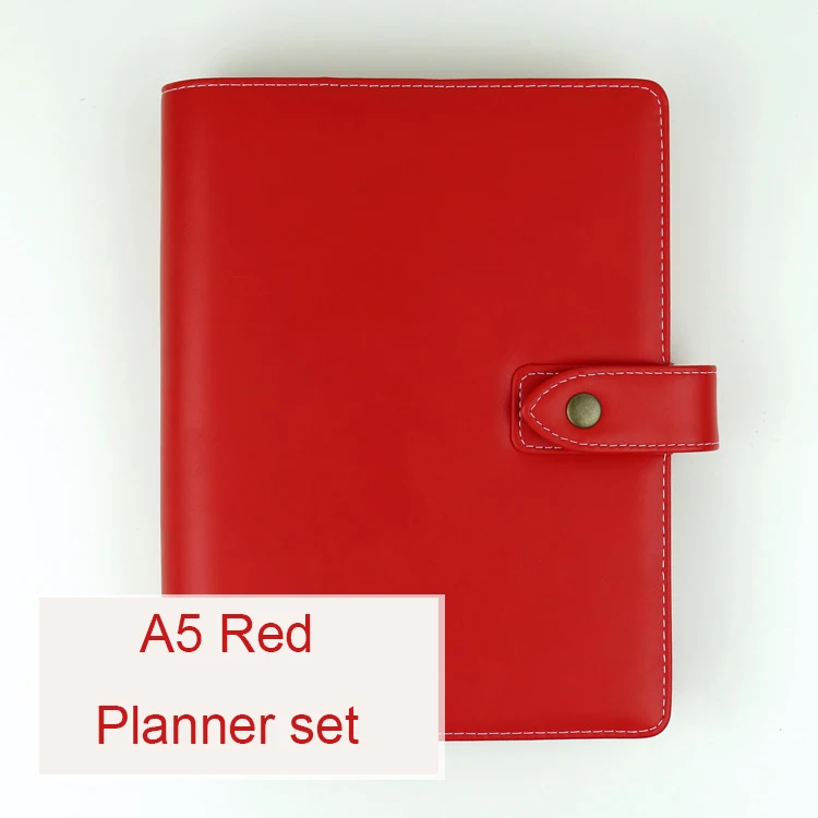 A5 Red set Имитация кожаный блокнот-органайзер винтажные канцелярские принадлежности А5 А6 органайзер-органайзер с листочками личные дневники школьные принадлежности - Цвет: A5 Red set