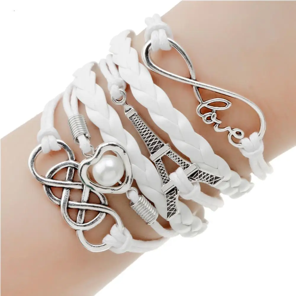 Новая Мода Bijoux Ручной Оплетки Любовь Одном Направлении Браслет Кожа Сердце